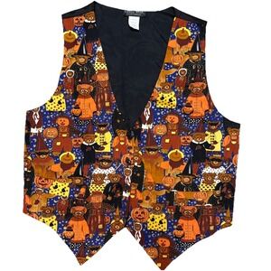 Vintage‎ Saddle River Sportswear Teddy Bears Witch Halloween Vest Large